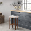 Set of 2 Saddle Bar Stools Backless Counter Stool W/ Upholstered Sponge Cushion