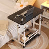 C Shape Side Table with Shelf Wood Black Top Metal Frame Furniture Space-