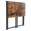 Vintage Brown Wooden Folding Computer Desk Industrial Metal Frame Dining Table