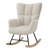 Relax Rocking Chair Teddy Fleece Glider Chair Lounge Rocker Seat w/ Side Pocket