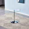 70cm Round Dining Table Glass Top Chrome Pedestal Base Kitchen Dinner Furniture