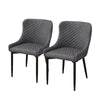 Pair Grey Faux Leather PU Dining Chairs Dining Room Chair Retro Modern Kitchen