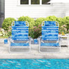2 Pack Folding Beach Chair Lounger w/ 5 Adjustable Positions Blue