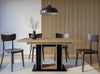 Extendable Dining Table Oak Finish Extending 140 180cm Black Pillar Frame Ford