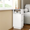Slim Wood Bedside Table Bedroom Nightstand with Shelf & Drawer, Narrow Cabinet