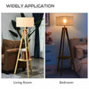 Bedside Light Free Standing Floor Lamp Tripod Holder Storage Shelf Linen Shade