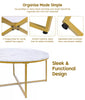 Industrial Round Coffee Table White Marble Effect End Table Modern Center Table