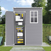 5 x 3ft Garden Shed Storage w/ Floor Foundation, Vents, Window, 2 Doors, Grey UK