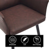 2x Faux Leather Dining Chairs Kitchen Dining Room Office Metal Legs Brown