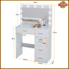 White Dressing VanityTable Makeup Desk with LED Mirror 5 Drawers Bedroom Dresser