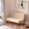 Upholstered Beige Fabric Folding Sofa Bed 2 Seater Couch Recliner Chair Loveseat