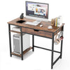 Industrial Computer Desk 100CM Home Office Desk w/ Drawer & Adjustable Shelf