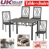 Dining Table and Chairs Set - 1 Dining Table 4Chairs MDF - Patio Garden Kitchen