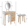 Modern Dressing Table Set LED Mirror Vanity Desk with Drawer Cabinet Stool