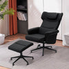 2 Pcs Reclining Armchair with Ottoman Swivel Home Furniture PU Leather Black