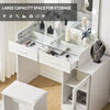 Dressing Table LED Bulbs Mirror Glass TopVanity Cabinet Make up Desk Stool Home