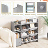 Kids Bookshelf Toy Storage Organizer w/ 8 Storage Boxes-Grey