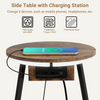 LED Side Table Light Storage Bedside table End Table with Charging Living Room