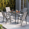 Garden Table Folding Mesh Chair Balcony Coffee Bistro Furniture w/ Umbrella Hole