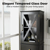 Tall Bathroom Storage Cabinet Floor Cabinet with Glass Door and Drawer Black