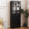 Kitchen Pantry Cabinet 160cm Bathroom Storage Cabinet-Black
