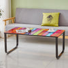 Modern Glass Coffee Table Side End Table Black Metal Legs Living Room Furniture