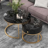 Round Coffee Table with Drawer - Gold Metal Frame for Living Room, Bedroom, Offi