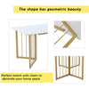 Dining Table with Metal Legs 140 cm Rectangle Marble Effect White Kitchen Table
