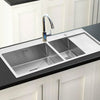 Large 1.5 Bowl Square Inset Stainless Steel Kitchen Sink with Right Hand Drainer