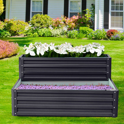 120cm Outdoor Garden Metal Raised Beds Vegetable Planter Flower Trough Grow Bed