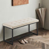 Beige Velvet Padded Bed Bench Dining Bench Ottoman Stool Living room Modern