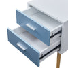 Blue Bedside Table 2 Drawers Modern Nightstand Cabinet Wood Legs Side Table