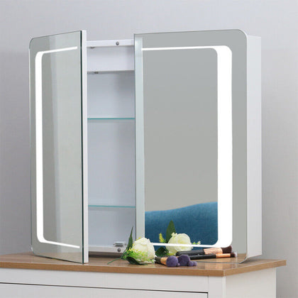 Anti-fog LED Illuminated Bathroom Mirror Cabinet IP44 Demister Sensor Bluetooth