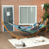 Hammock with Stand, Triple-Head Wood Garden Hammock with Cotton Bed, Blue