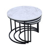 Nest of 2/3 Coffee Tables Nesting Round Table Retro/White Marble Effect Wood Set