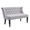 Velvet-Feel French Two-Seat Lounger Couch with Wood Frame, Grey
