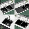 New Inset Quartz Stone Single Double Deep Bowl Kitchen Sink w/Drainer Waste Kit