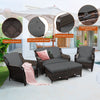 5 PCS Patio Furniture Set Outdoor Rattan Conversation Sofa Set Removable Cushion