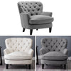Large Button Tufted Tub Armchair Linen/Velvet Lounge Sofa Cuddle Chair Stool Set