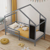 Kid House Bed Frame Single Bed Solid Wood House Shape Toddler Child Floor Frame