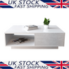 Modern High Gloss Rectangular Coffee Table Tea Table Storage Living Room(White)
