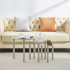 Nest of 3 Black Clear Tempered Glass Side End Lamp Sofa Tables Nested Tables