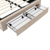OTTOMAN STORAGE GAS LIFT BED FRAME UPHOLSTERED BED WITH LED 5FT KING BED BEIGE