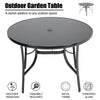 Garden Table Folding Mesh Chair Balcony Coffee Bistro Furniture w/ Umbrella Hole