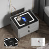 LED Bedside Table 2 Drawers Cabinet Charging Station Nightstand Storage Grey