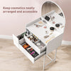 Dressing Table with Arched Mirror and 3 Drawers for Bedroom Small Spaces White
