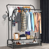 Heavy Duty Double Clothes Rail Rack Garment Hanging Display Stand Shoes Shelves