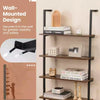 6-Tier Ladder Shelf Wall Mounted Bookshelf with Metal Frame Rustic Brown