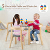 5-Piece Kids Table and Chair Set Children Wooden Activity Table 4 Curved Chairs