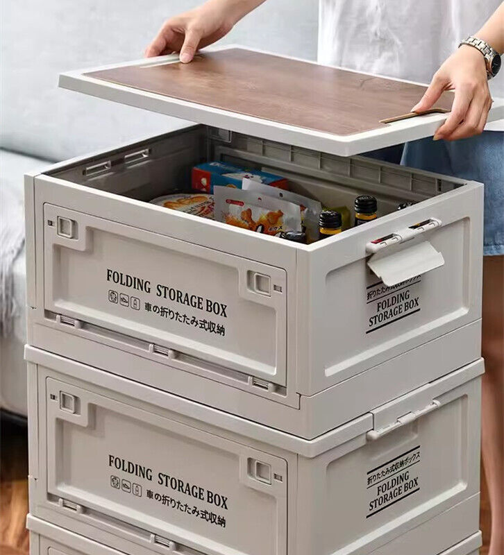 Flat Stackable Box Large Folding Storage Box Plastic Collapsible Crates Stackable Contain ...